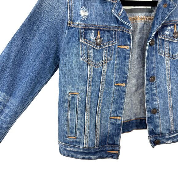 ❌ Sold Abercrombie & Fitch Denim Jacket distressed Medium wash Size XS - Picture 4 of 13